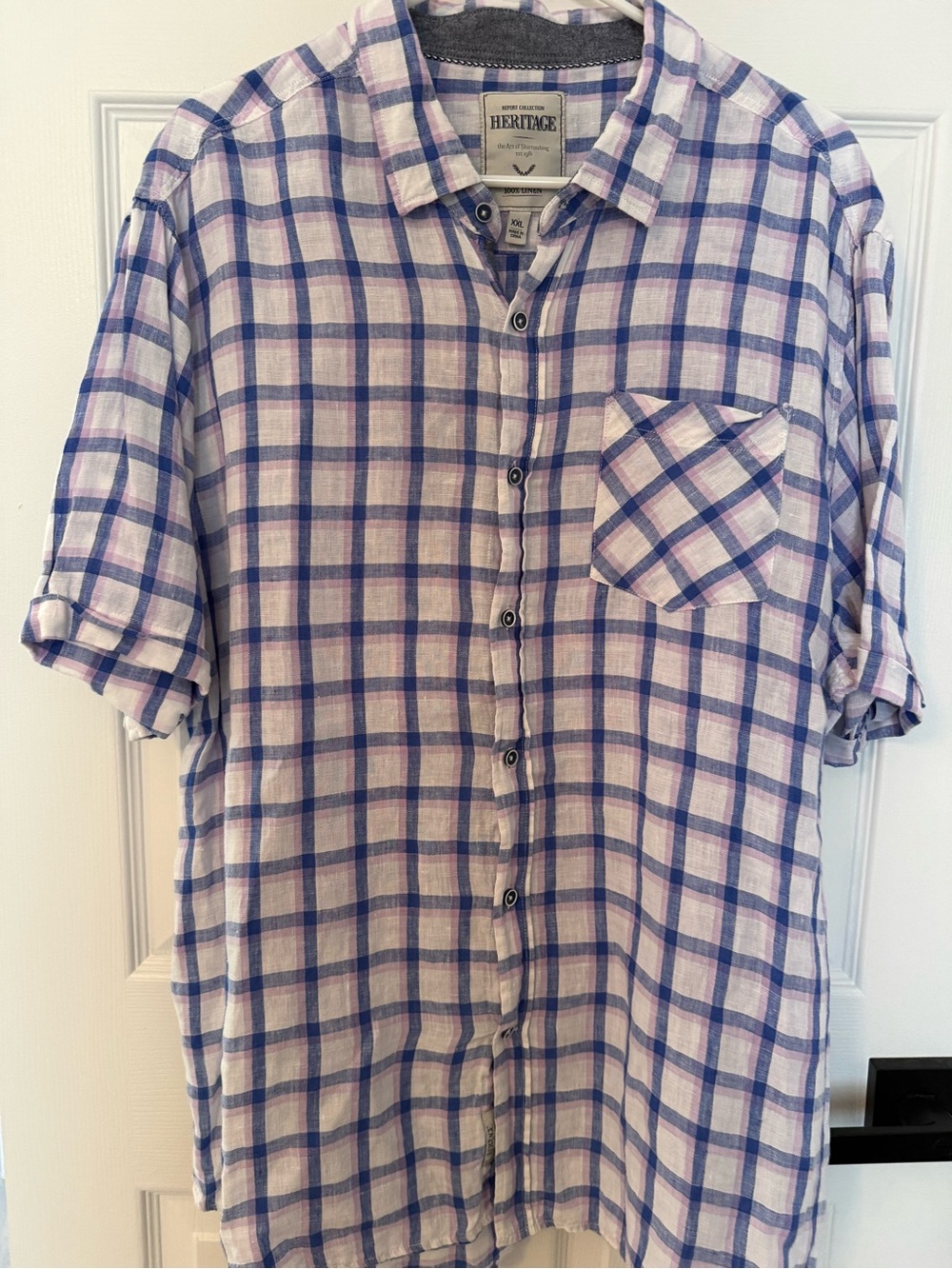 Heritage Men’s Short Sleeve Plaid Button-Down Shirt - XXL